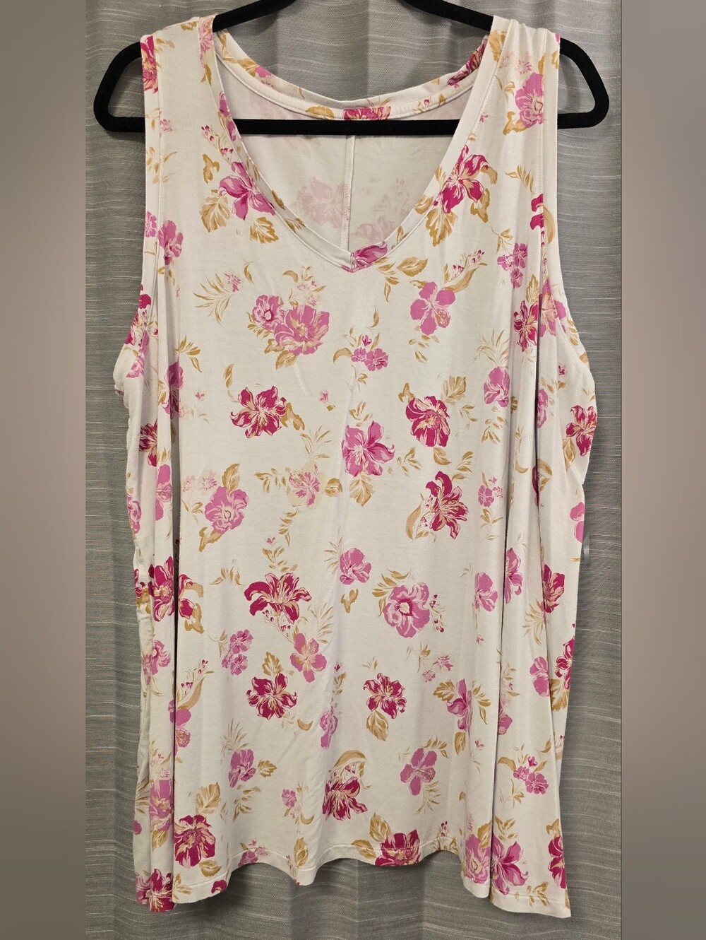 Floral V-Neck Cold-Shoulder Women Top - Pink/Beige